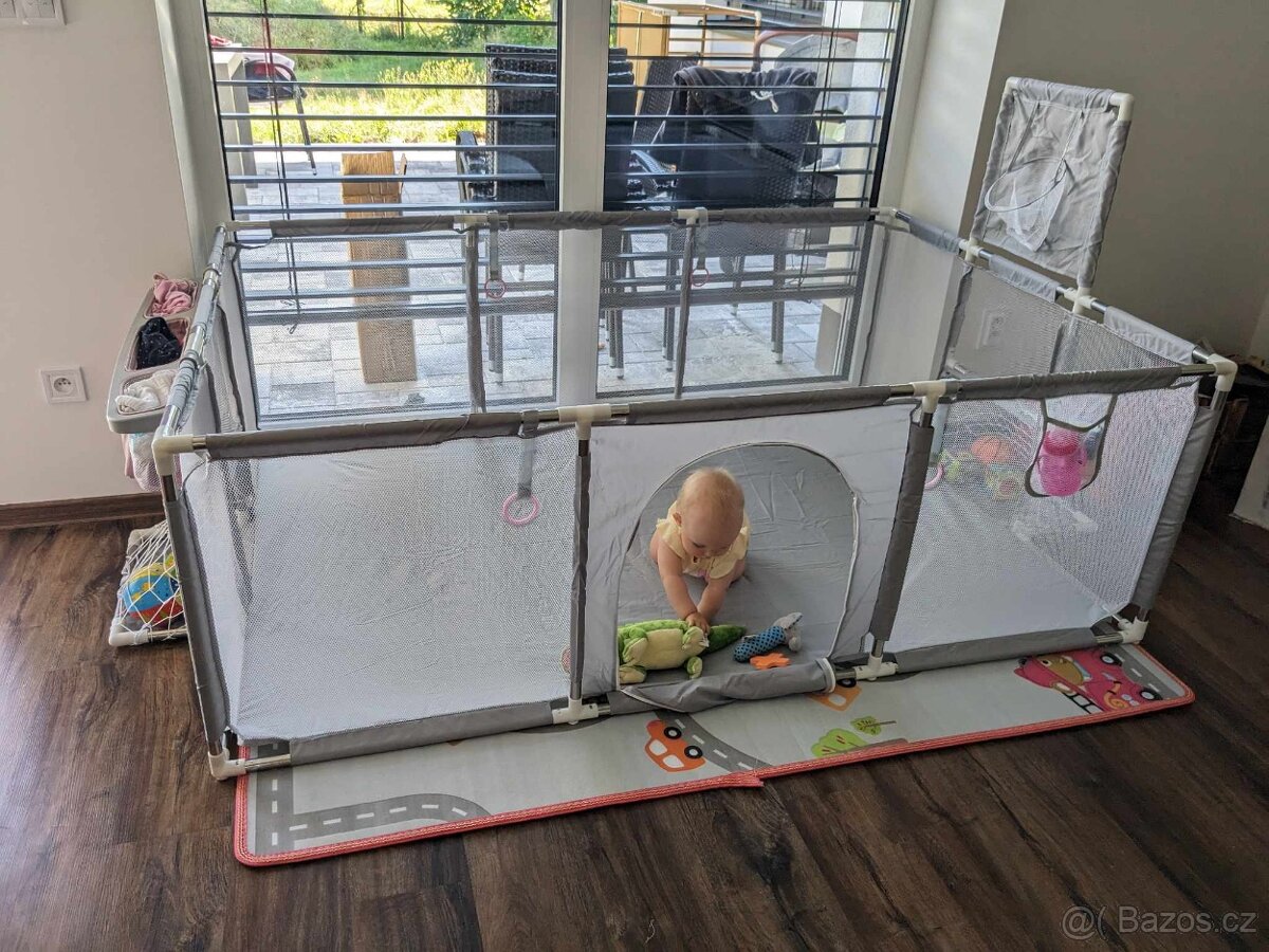 Nová ohrádka s brankami pro děti - šedá - 2