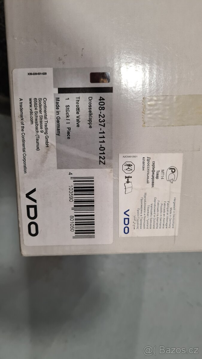 Škrtící klapka VDO originální díl - 2