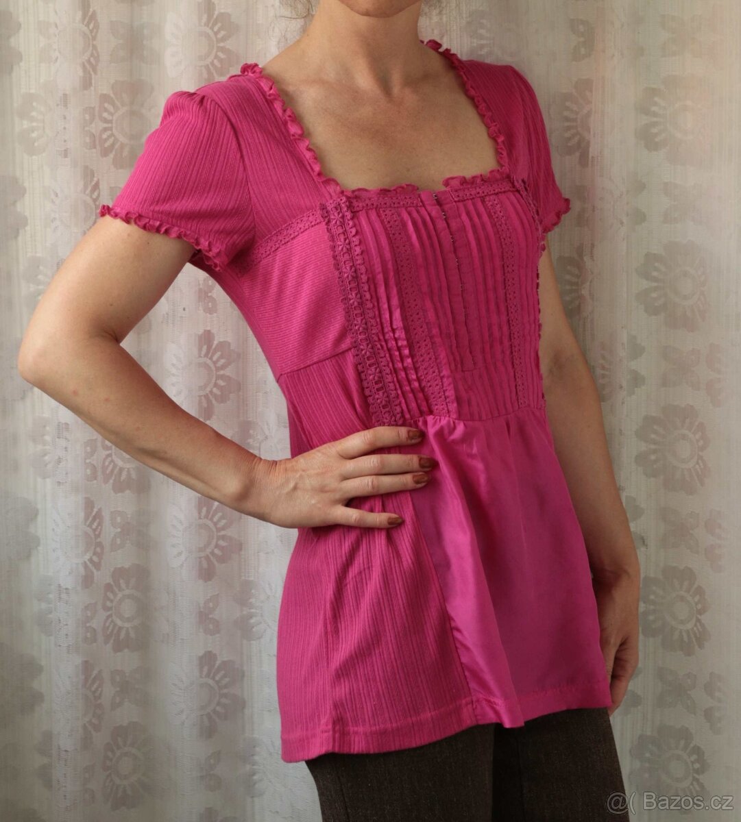 Růžová tričkohalenka s háčky Next vel.40 - 2