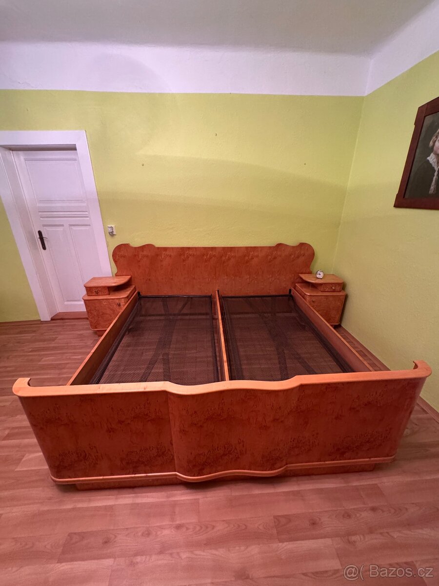 Retro manželská postel + noční stolky - 2