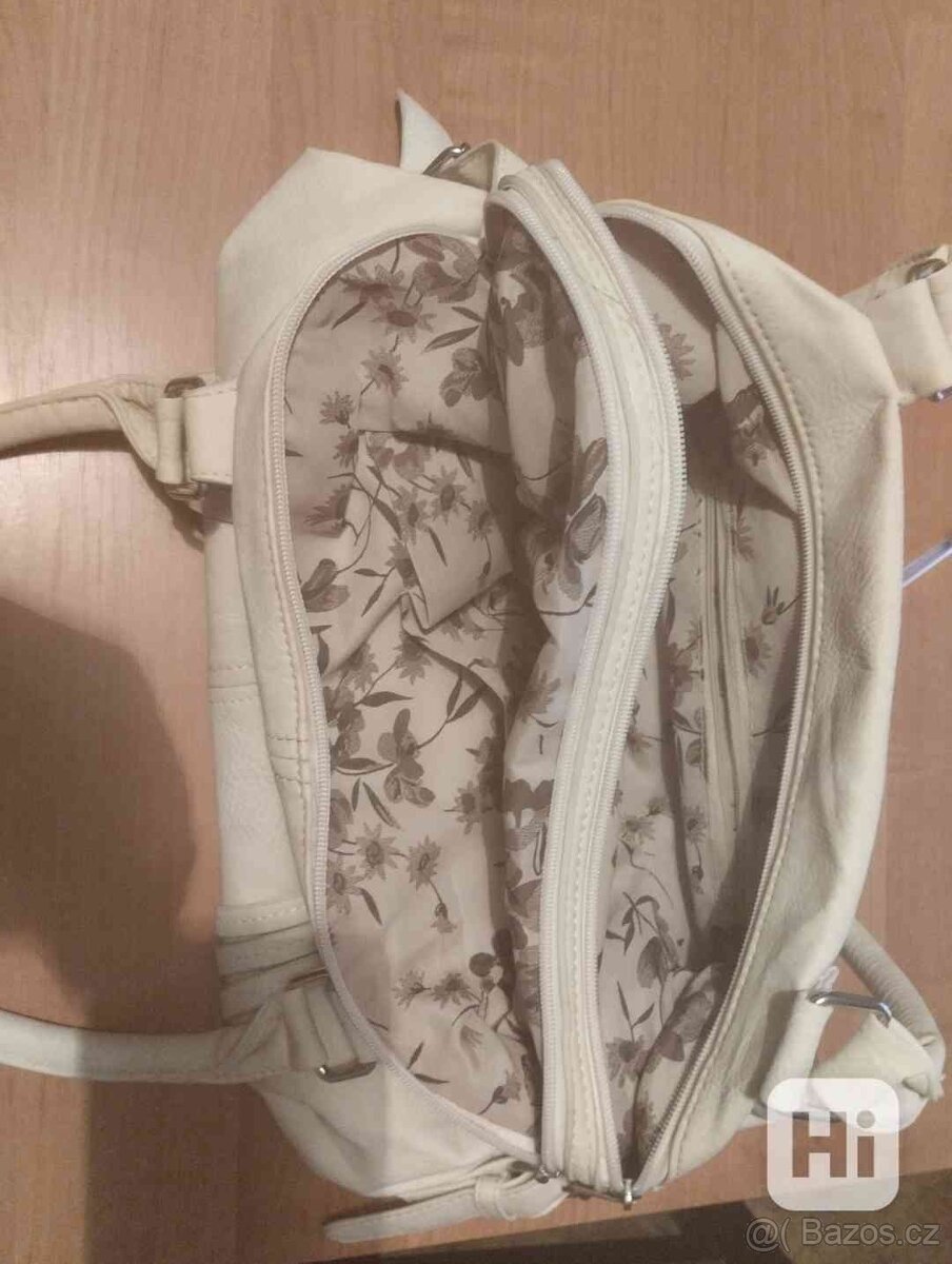 Krémová kožená kabelka - 2