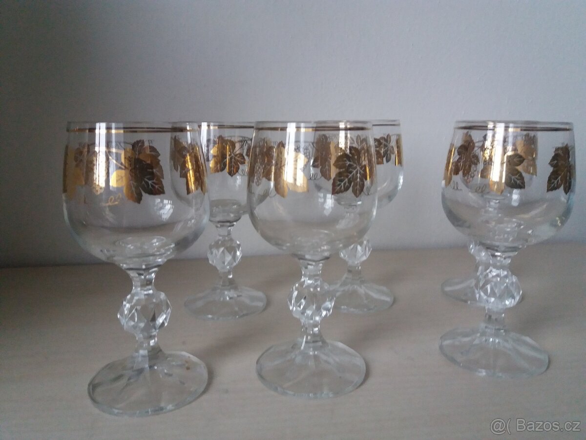 sklenky zlacené 13x6cm 6ks české sklo - 2