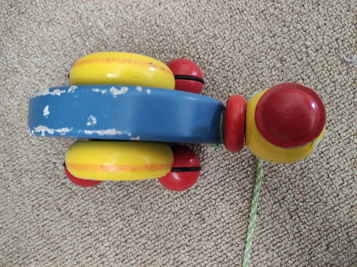 Retro tahací dřevěný šnek - 2