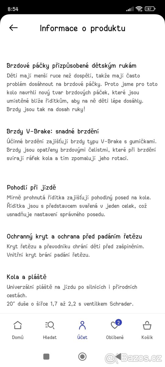 Dětské trekové kolo 20" - 2