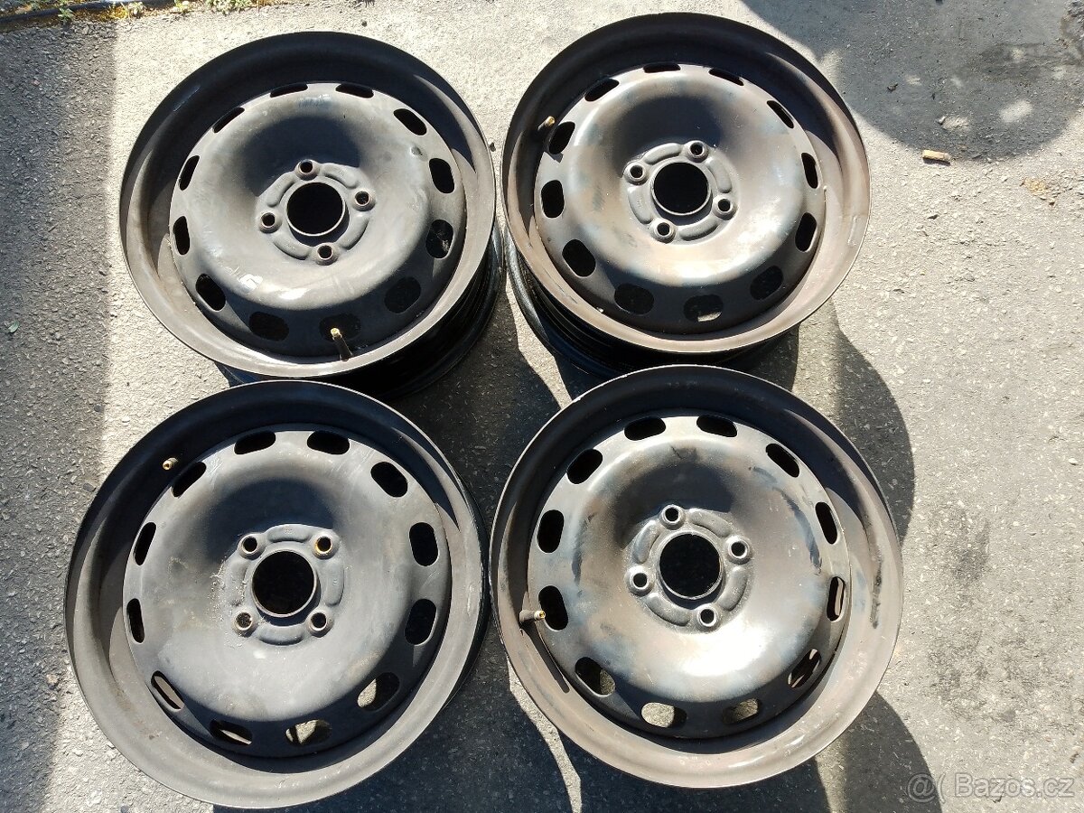 Ocelové disky 6x15 4x108 et 47,5 + originál poklice - 2