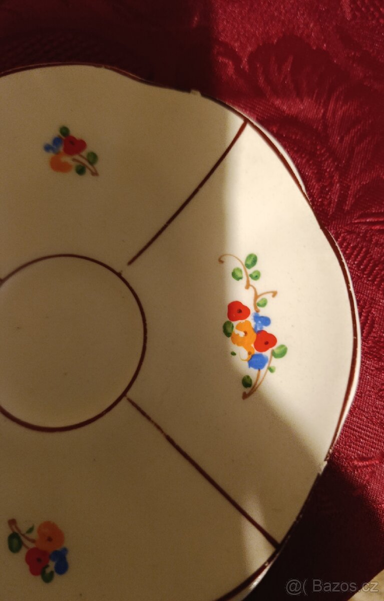 Keramický starý čajový servis s květy - Ditmar Urbach - 2