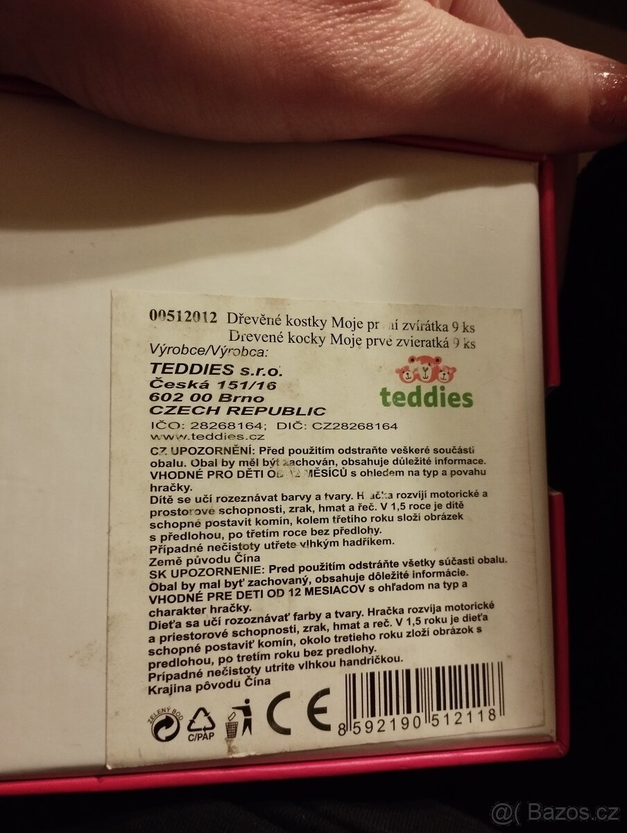 Dřevěné kostky teddies 9ks - 2