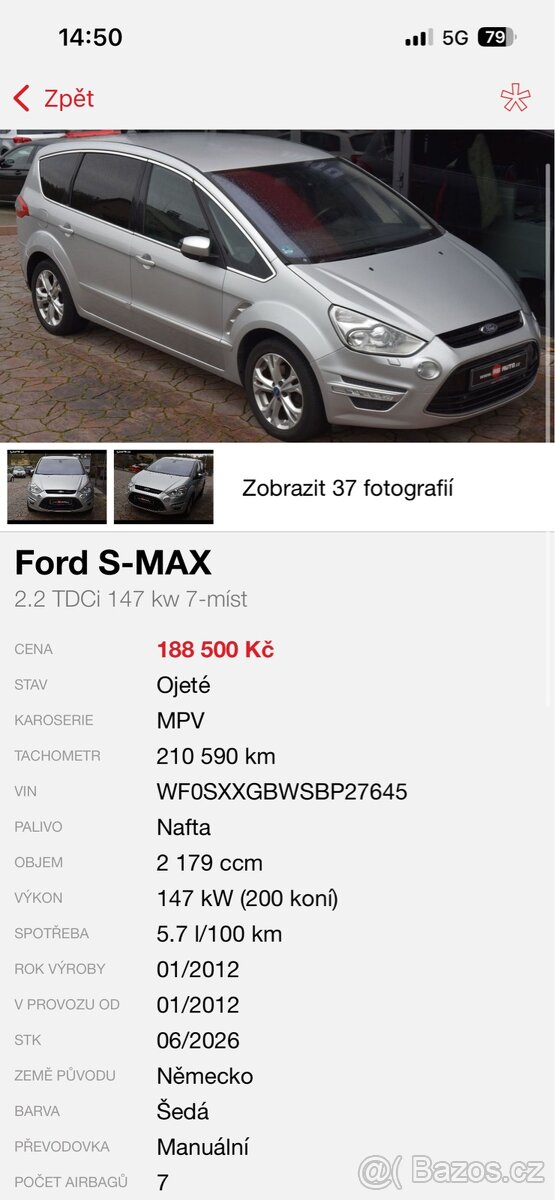 Ford S-Max 2.2 tdci 147kw 7 míst - 2