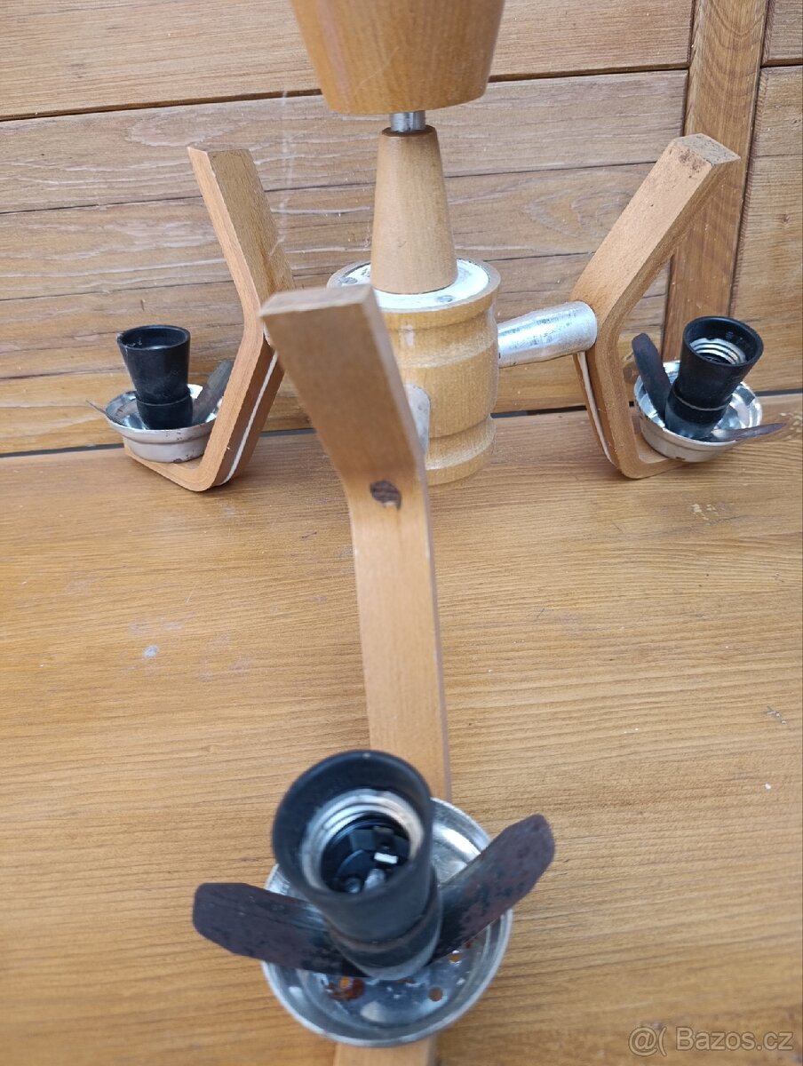 Dřevěný 3 ramenný lustr - 2