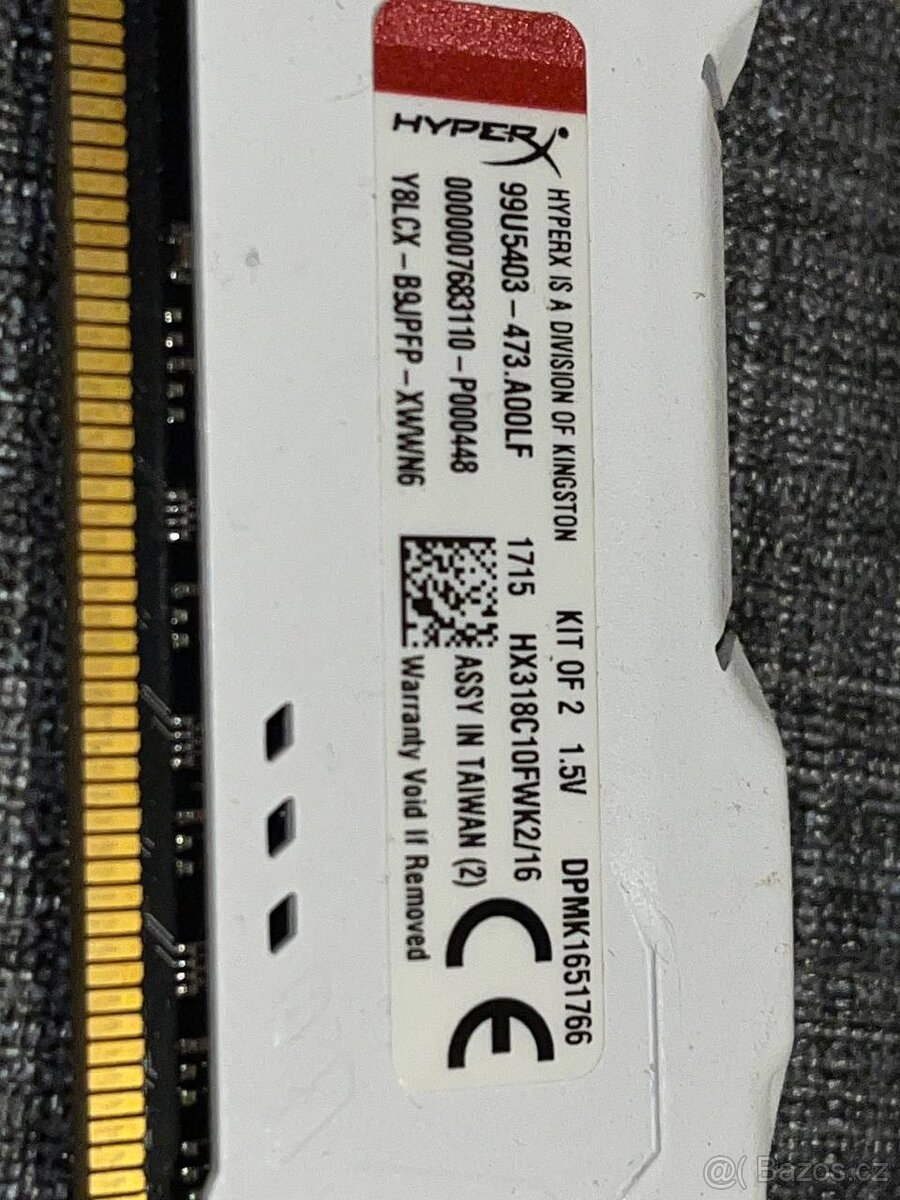 Prodám 16 GB DDR3 HyperX Fury 1866 MHz (2×8 GB) - 2