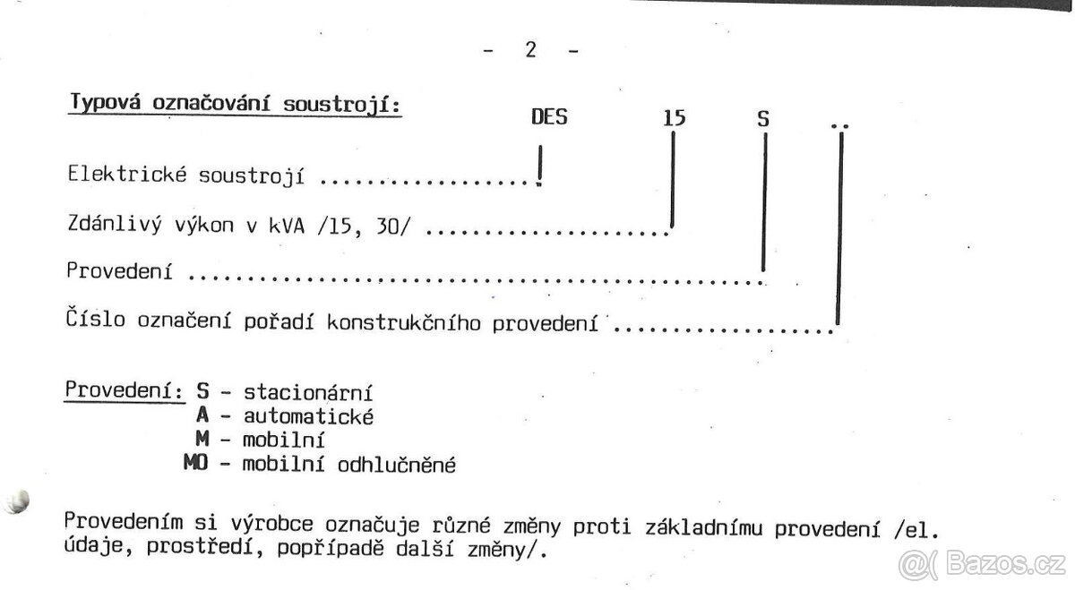 Elektrocentrála Slavia DES 30 A - 2
