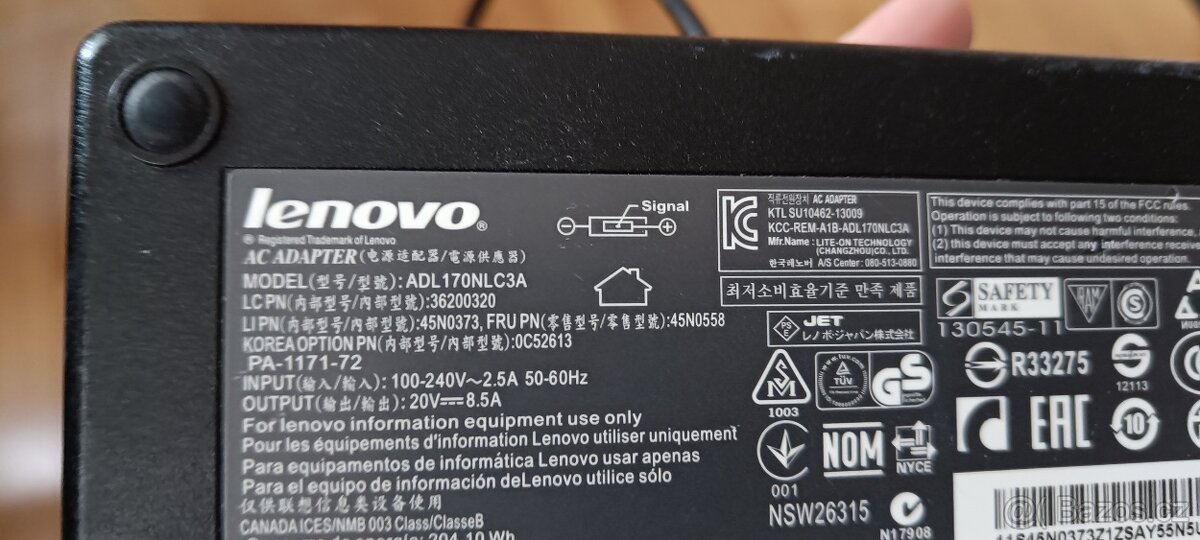 Lenovo power adapter - napájecí zdroj 170 W hranatý konektor - 2