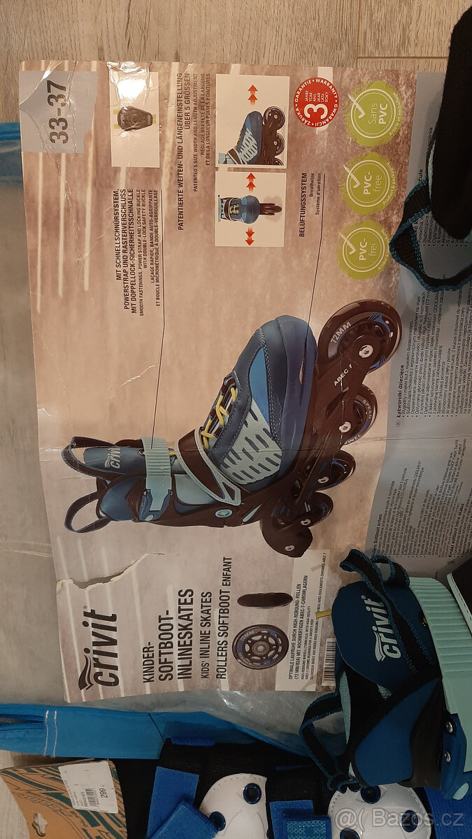 Dětské in-line brusle vel.33-37 + chrániče - 2