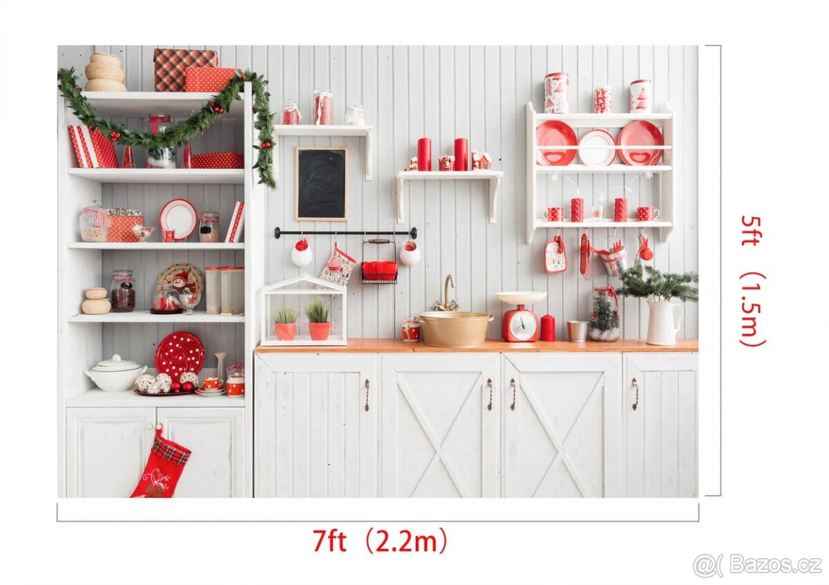 Vánoční fotopozadí - kuchyň 2,2x1,5m - 2