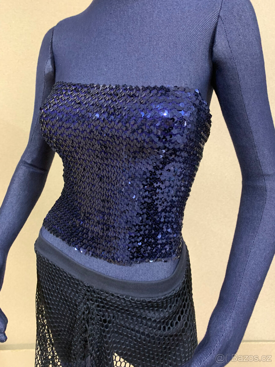 dámské oblečení - Top z flitru / kraťasi vel 38 / M - 2