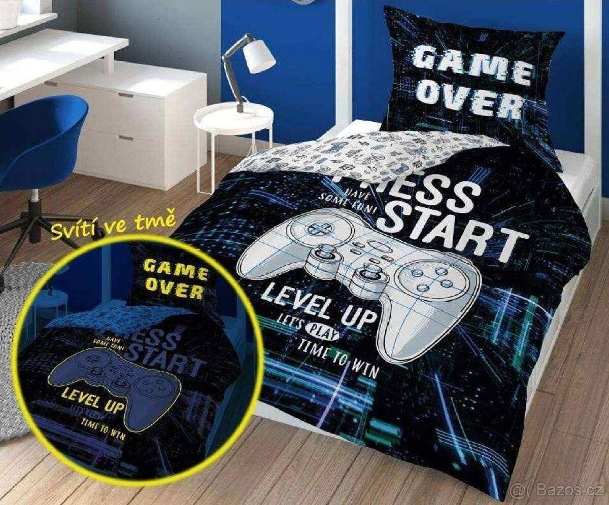 Svítící povlečení - Game Over Start - 2