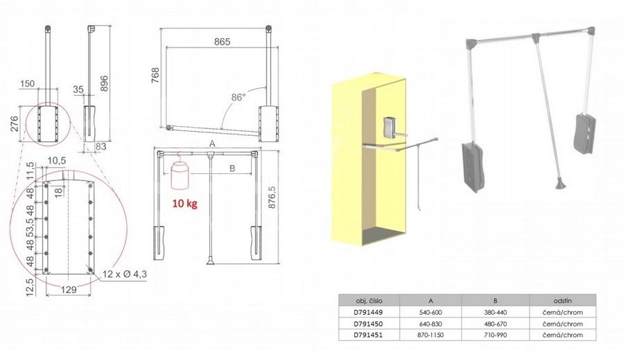 Věšák sklopný LEVEL do šatní skříně - 2