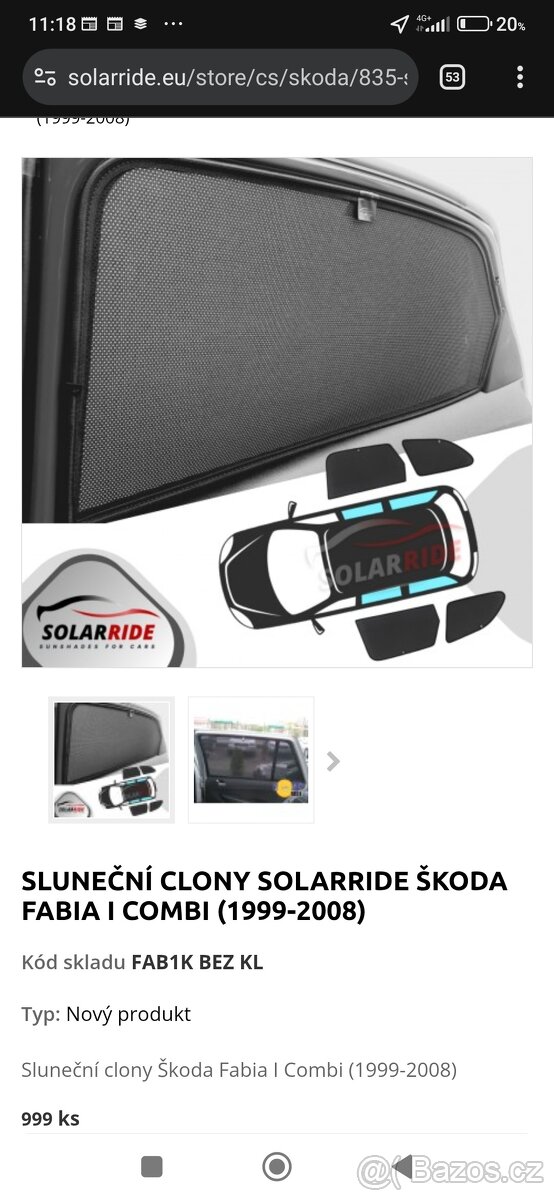 Sluneční clony Fabia Combi 1 - 2