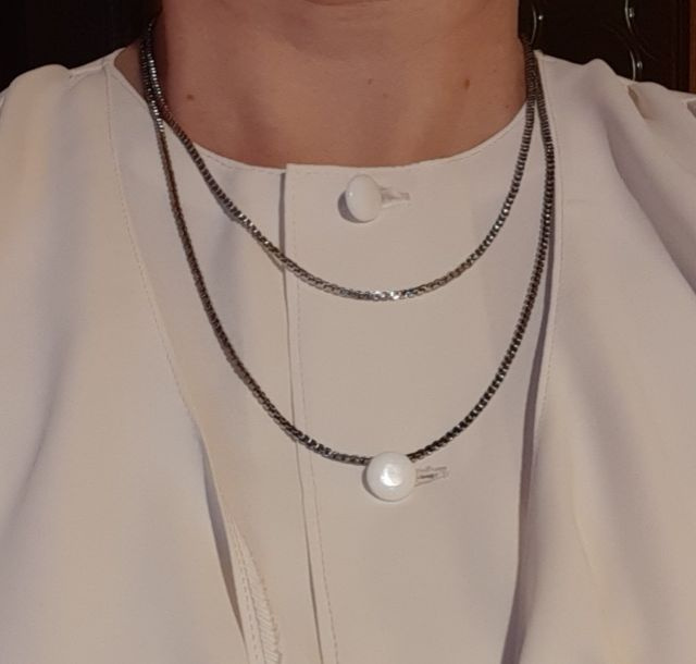 Dvojitý řetízek stříbrné barvy - 2