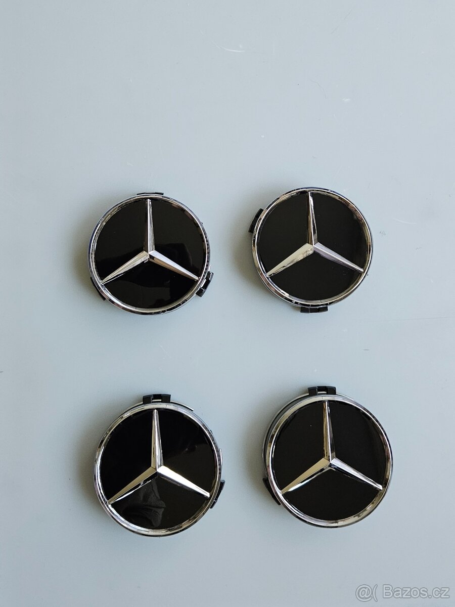 Středové krytky kol Mercedes, 75 mm - 2