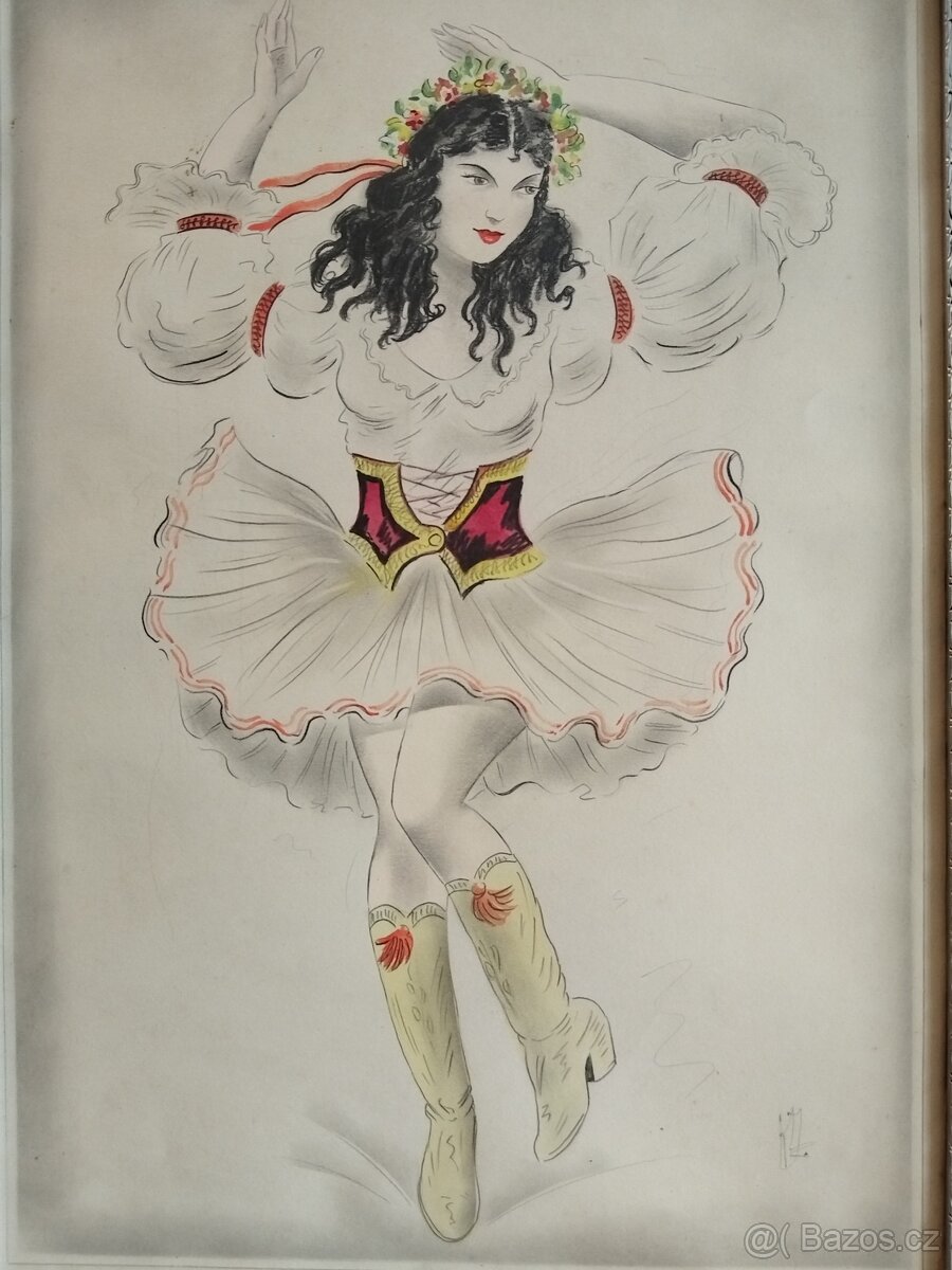 obraz TANEČNICE V KROJI, sign. Jaroslav Štika - 2