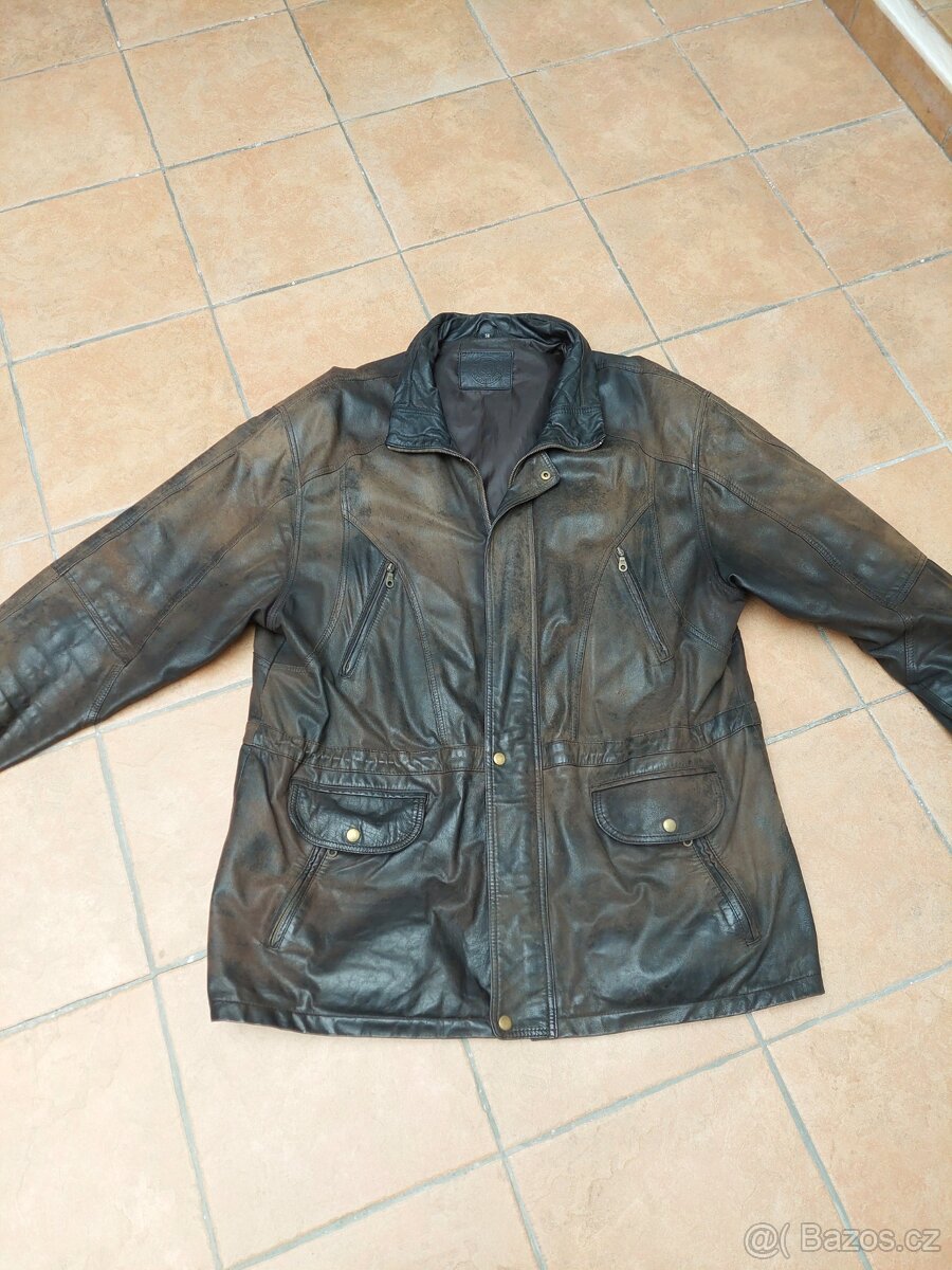 Pánská kožená bunda parker vel. 58 5Xl - 2