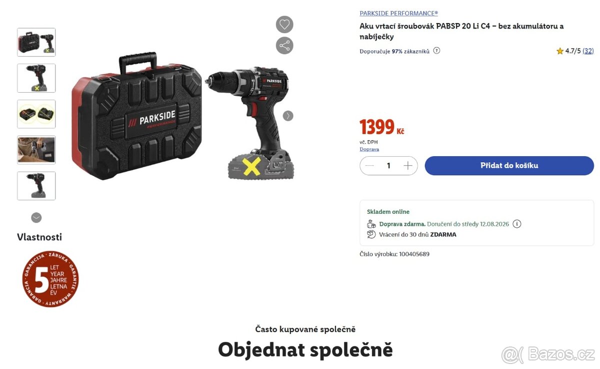 PARKSIDE PERFORMANCE Aku vrtačka PABSP 20 Li C4 – NOVÁ - 2