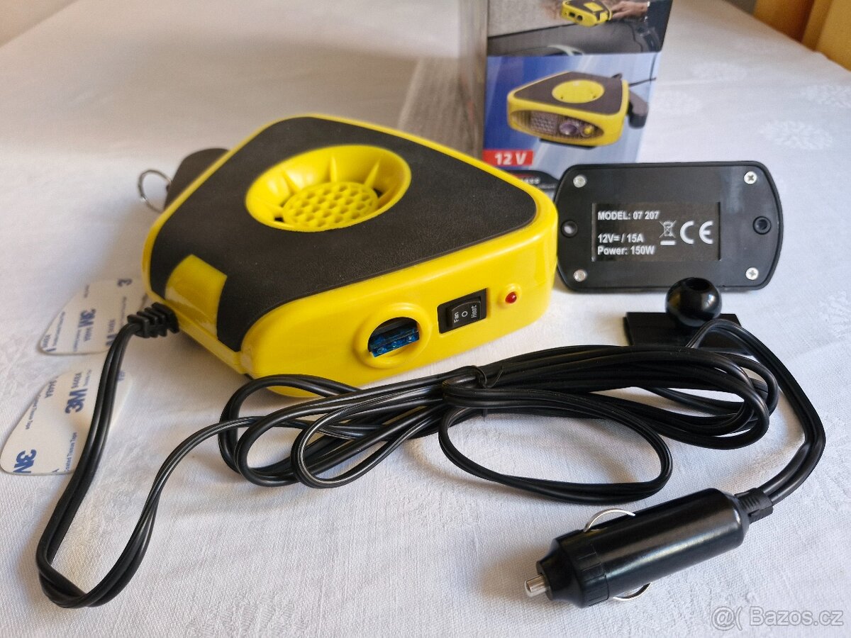 ventilátor 12V s OHŘEVEM + LED svítilna - 2