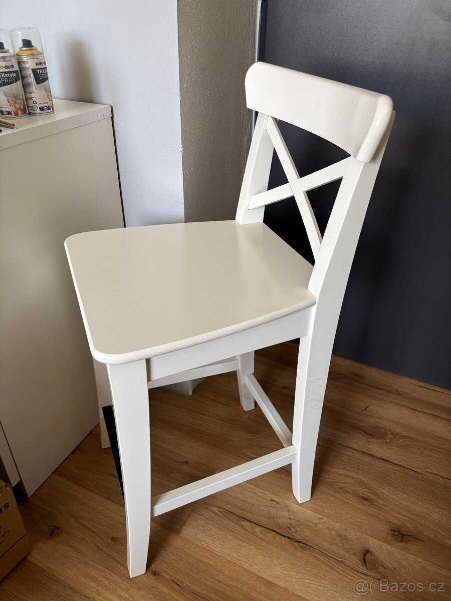 Barová stolička s opěrkou, bílá - 2