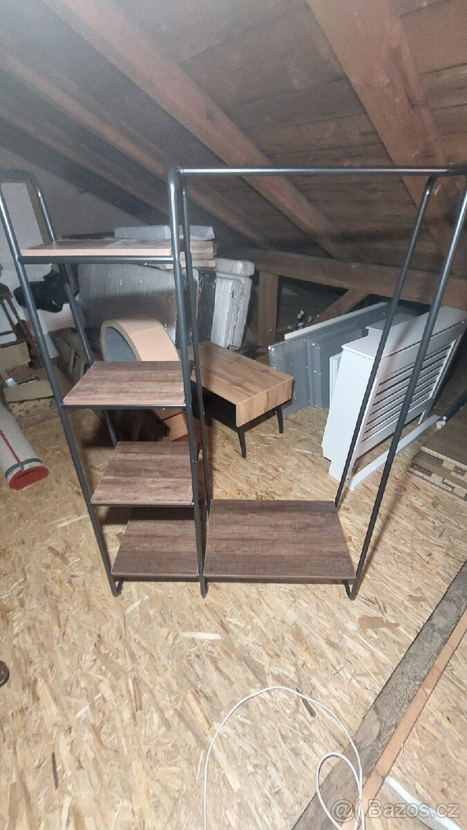 Šatníkový organizér / regál ROBYN černá/ořech - 2