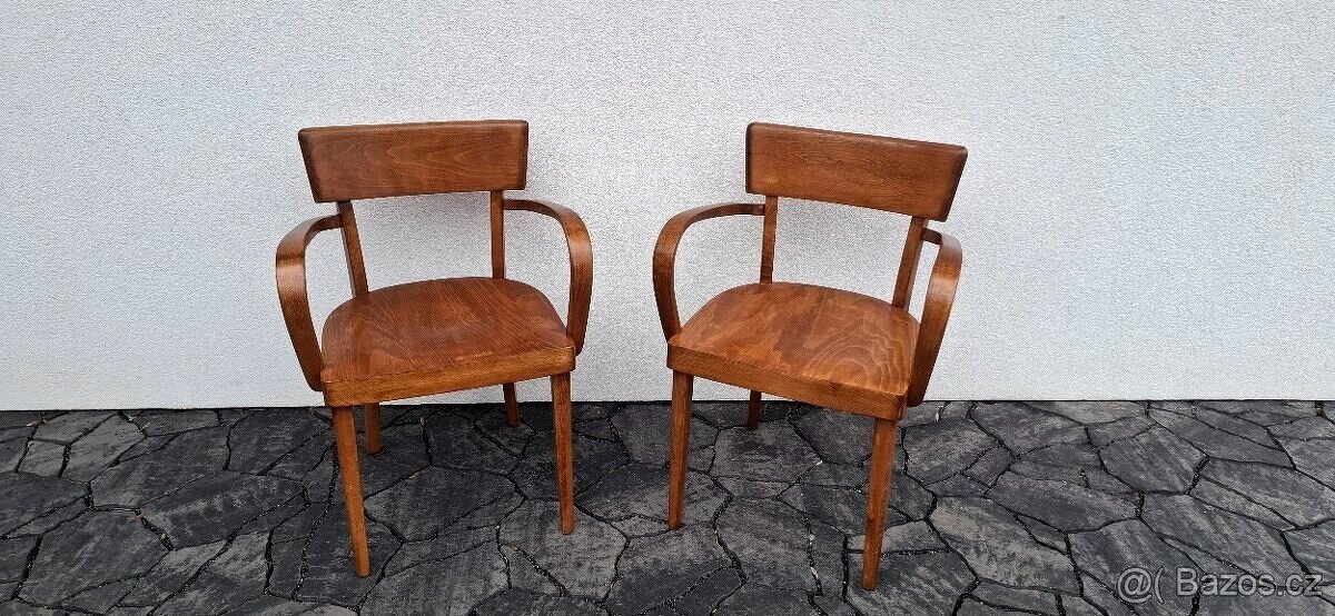 Ohýbaná Celodřevěná křesla THONET po renovaci 2ks - 2