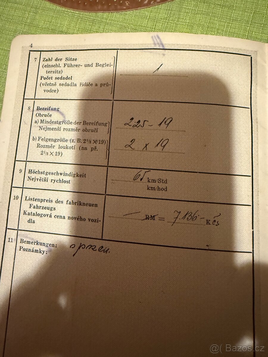 Jawa robot typově osvědčení technický průkaz - 2