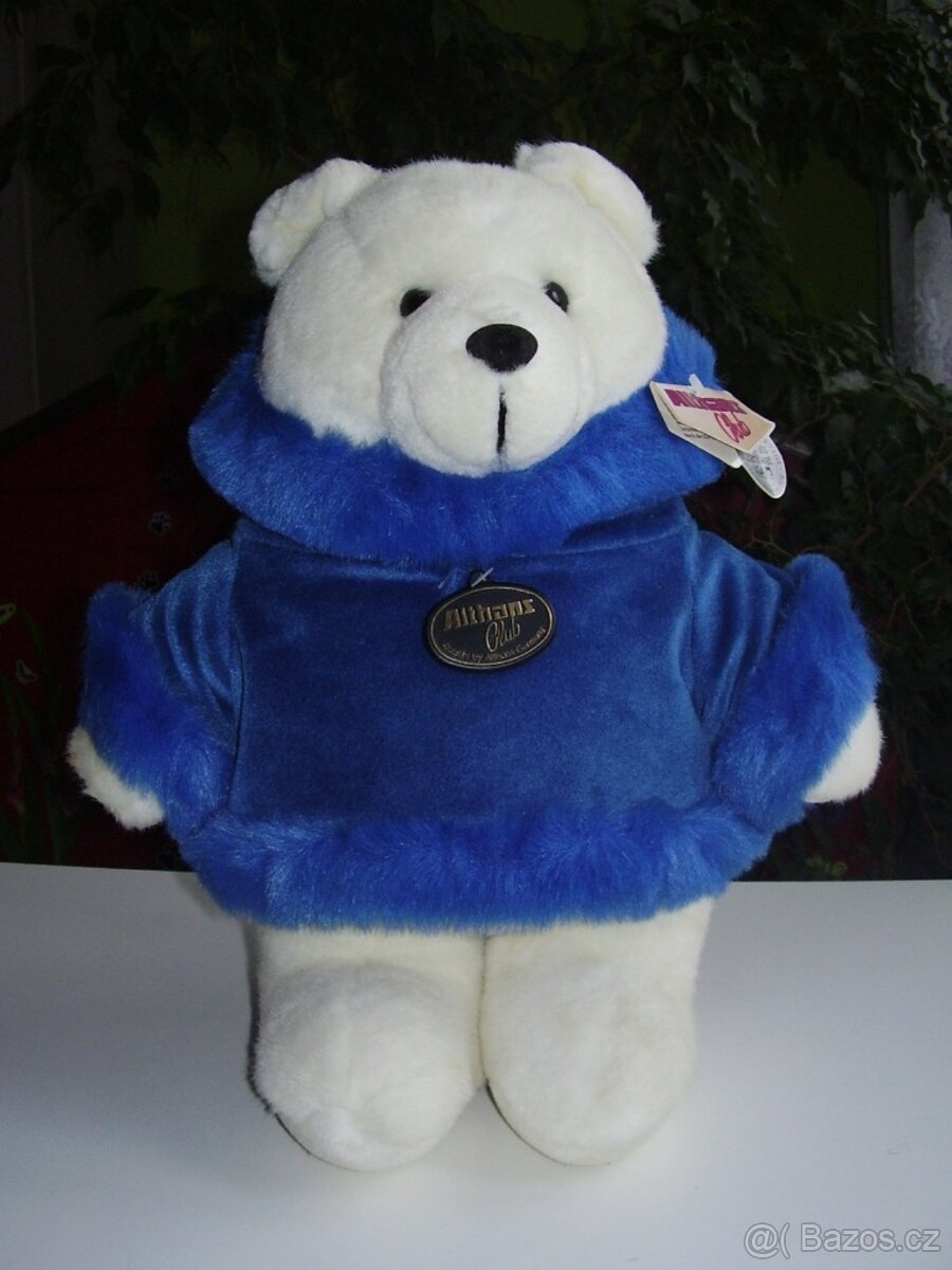 Lední medvídek 40cm v modré sametové bundičce - 2