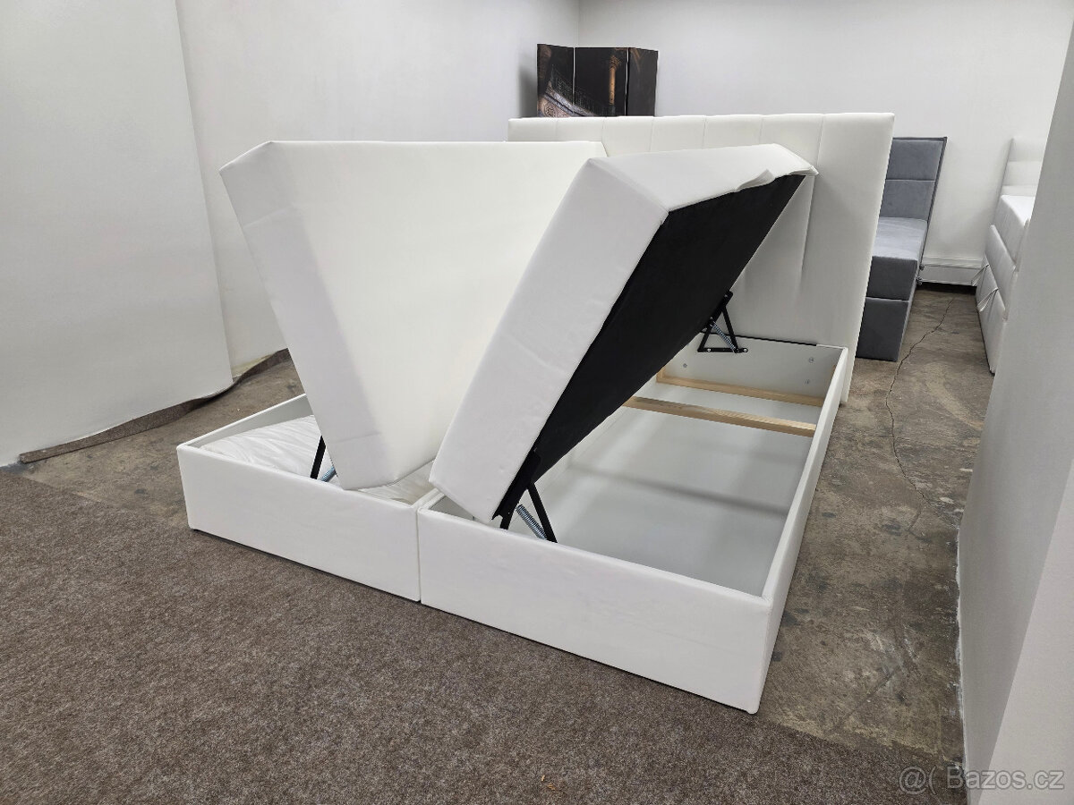 Nová boxspring postel MOETI KING 160x200 cm bílá - 2