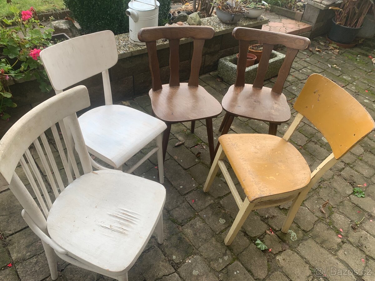 Staré retro masivni židle TON - 2