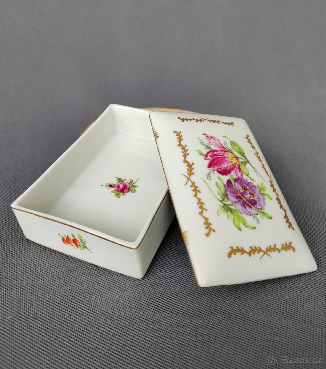 Unikátní ručně malovaná porcelánová dóza Dresden (1902-1916) - 2