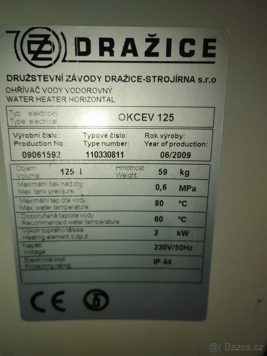 Bojler Dražice 125l - 2