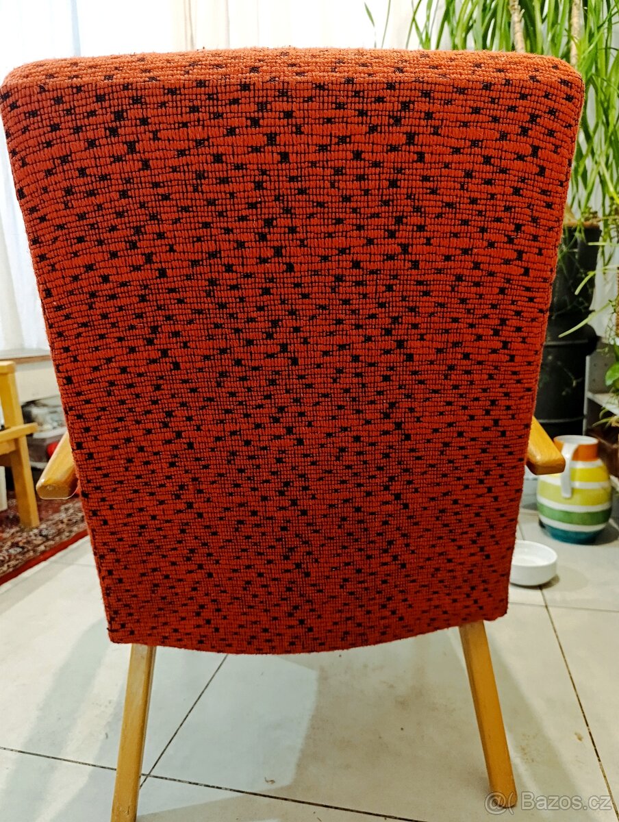 100%bytovy původní stav retro křeslo J. Šmídek,1957 - 2