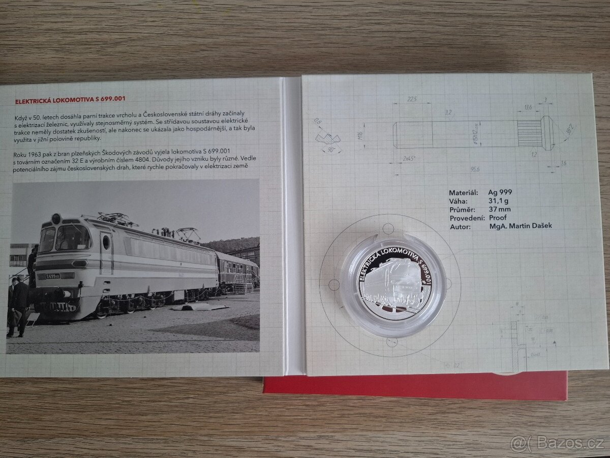 Stříbrná mince Na kolech - Elektricka Lokomotiva S 699.001 - 2