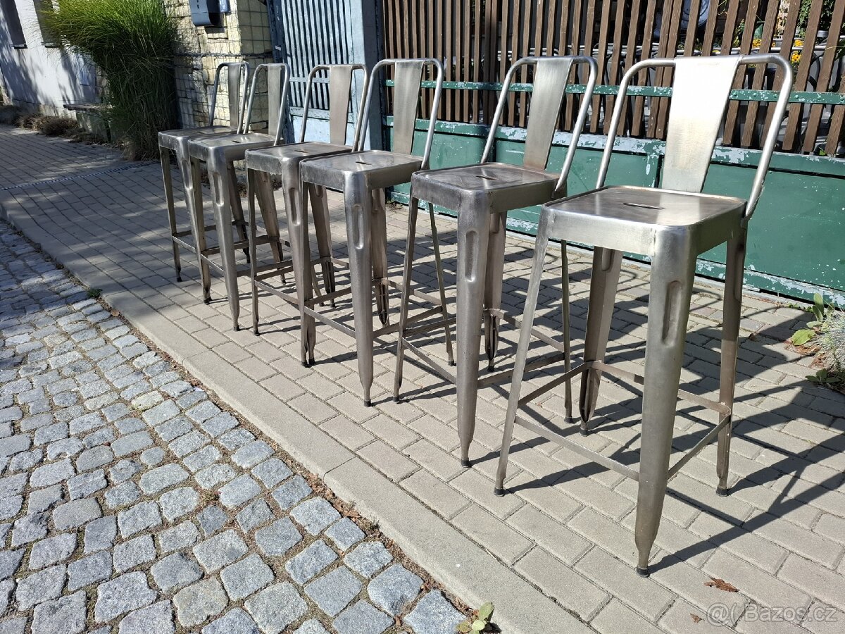 6x industriální kovové barové židle - 2