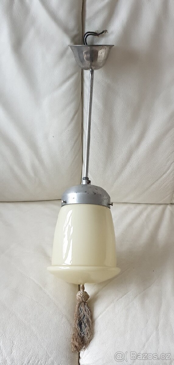 Starožitný lustr béžové stínítko se střapcem - 2