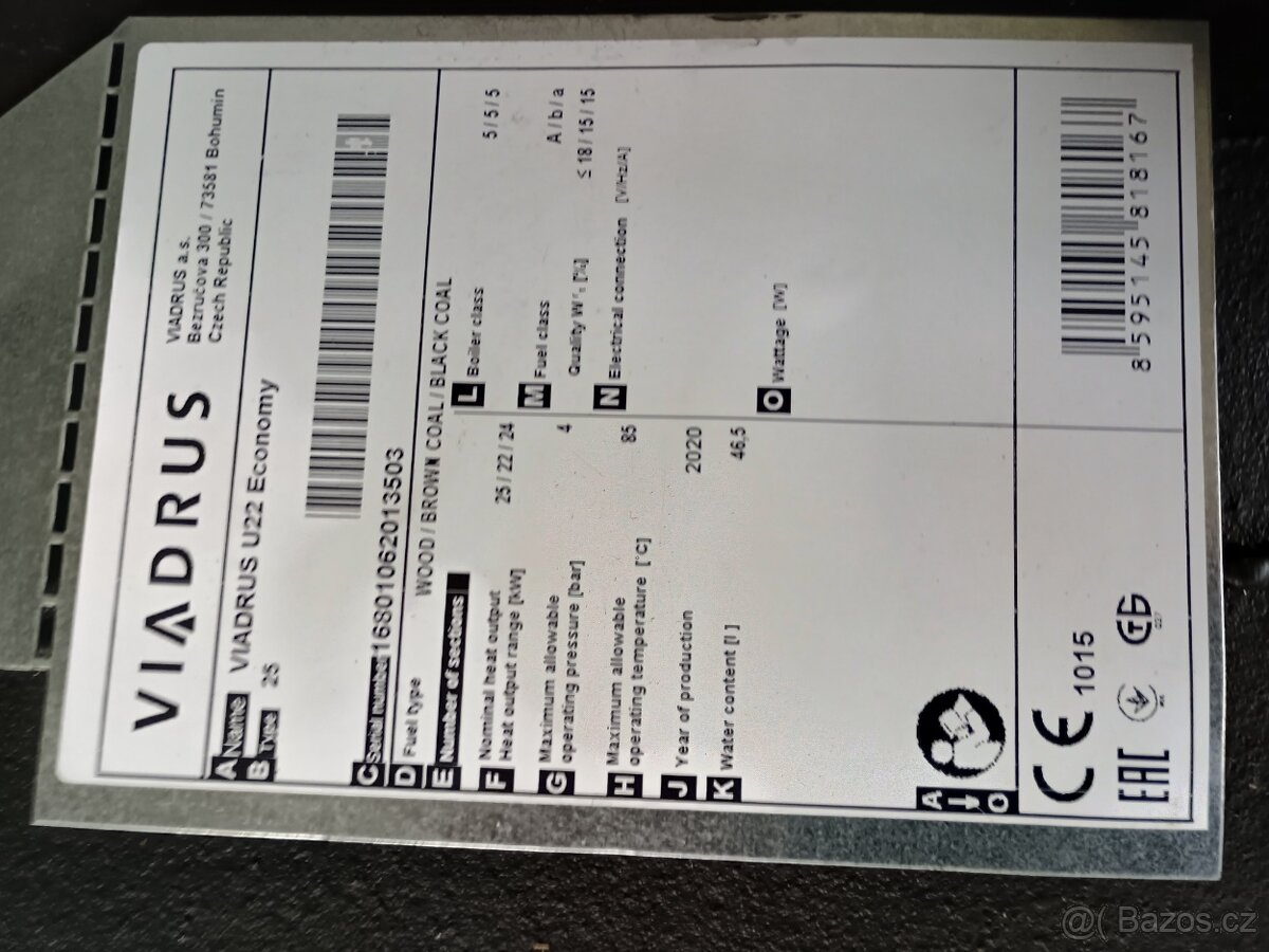 Prodám kotel Viadrus u 22 economi 6x článek 25kw - 2
