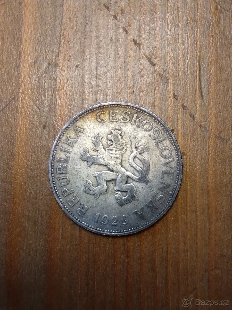 5 Kč 1929, stříbro - 2