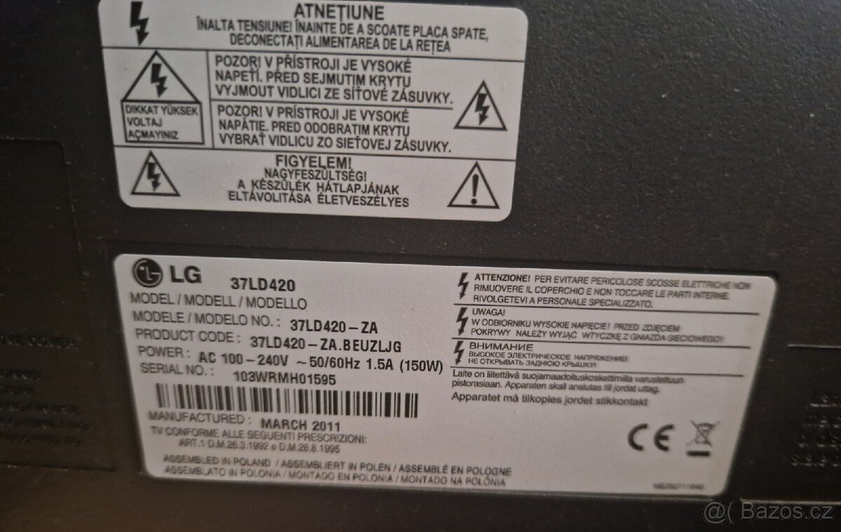 Prodám LCD televizor LG 37" (94cm) - 2