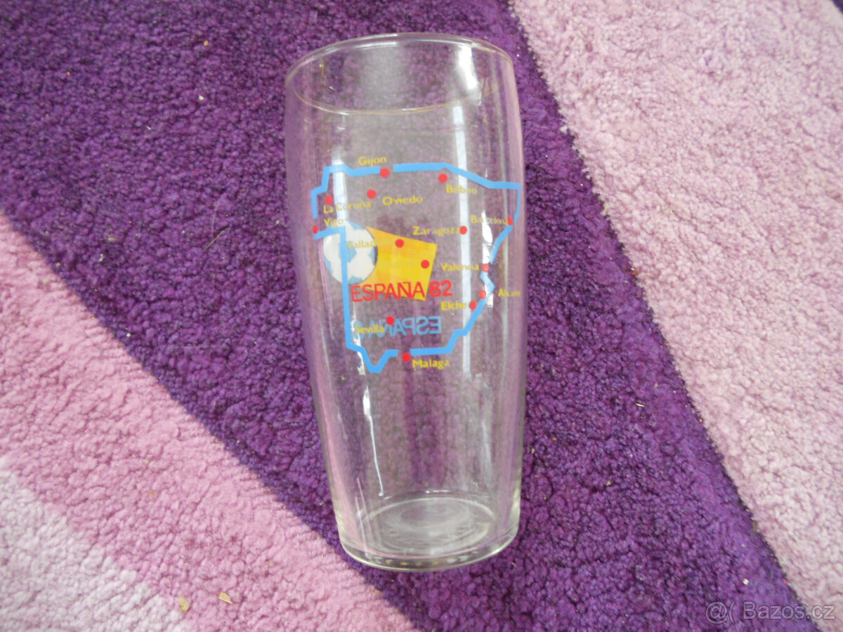 Sklenice 0,5l Espaňa 82, fotbal, mapka, půllitr - 2