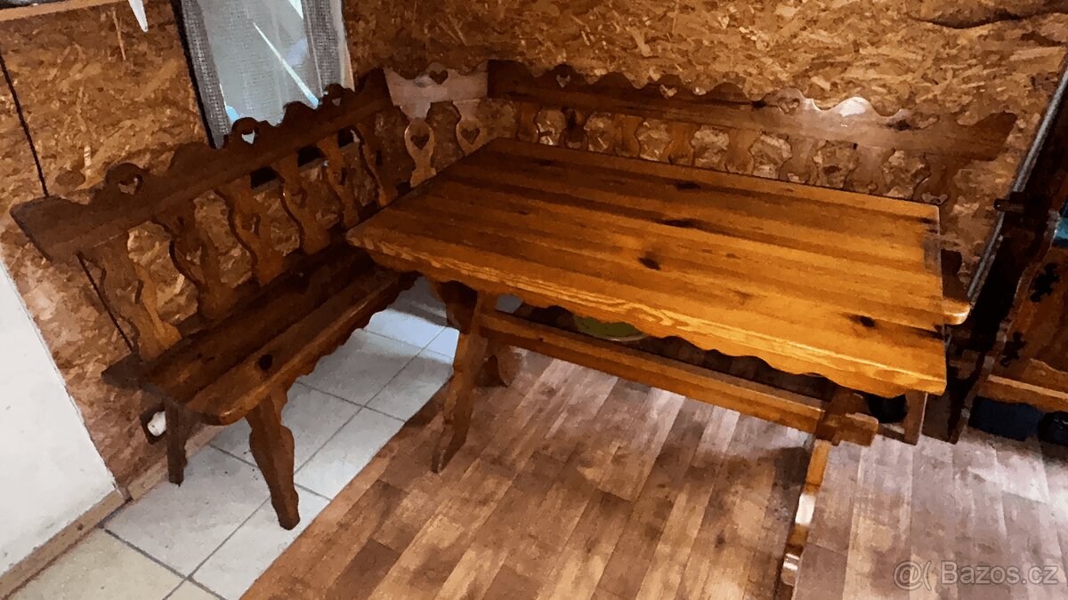 Selská sedací souprava + sekretář z masivu - 2