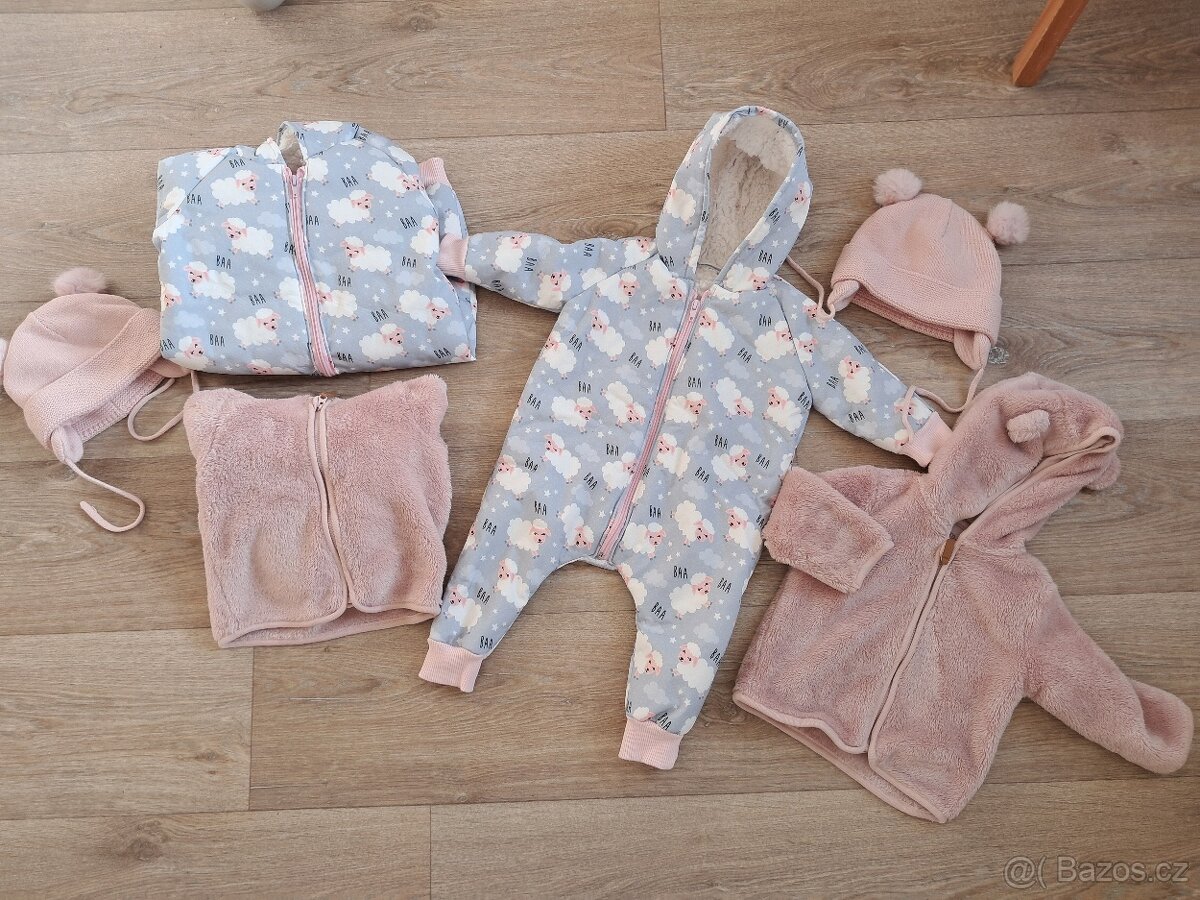 Zimní set pro holčičky - dvojčata, vel. 68/74 - 2