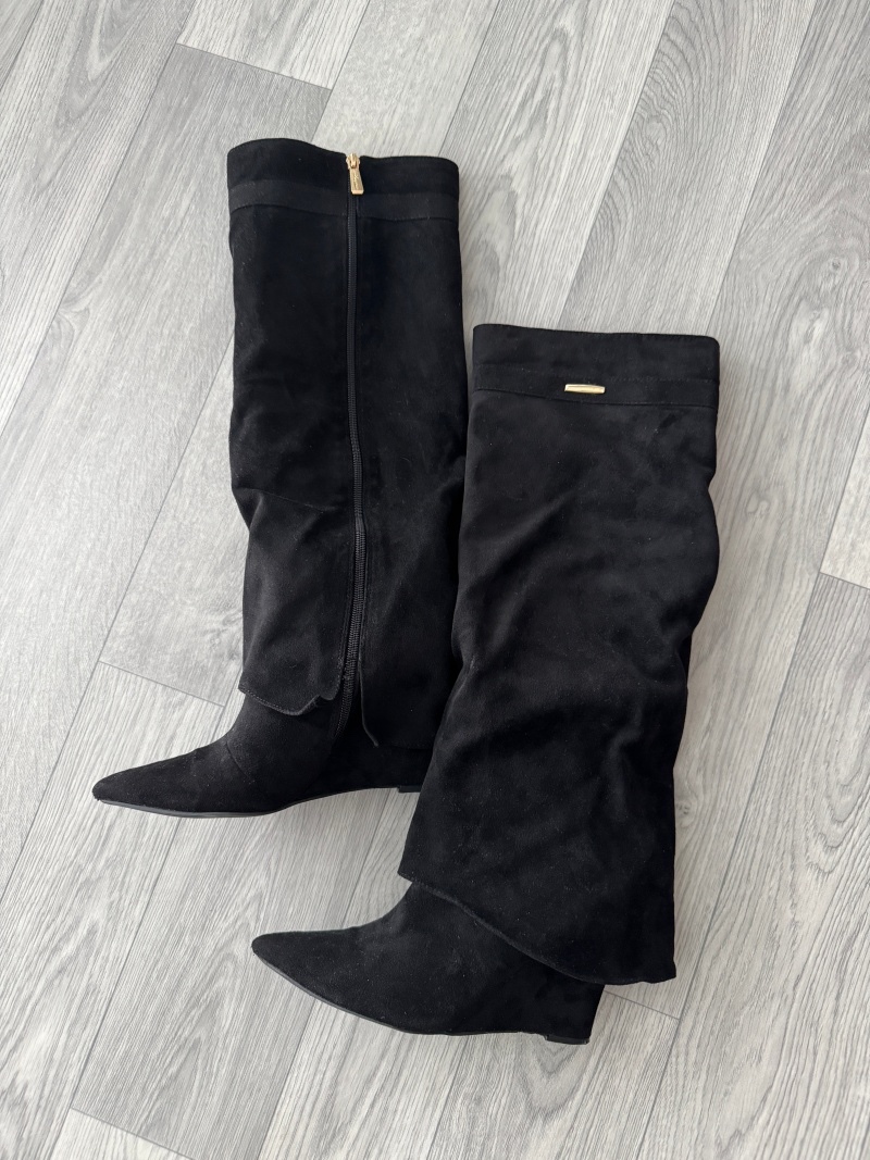 Černé vysoké kozačky na platformě - 2