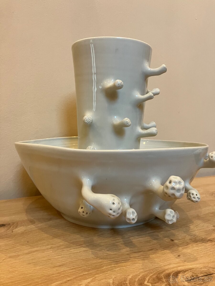 Ručně točená porcelánová mísa a váza Jany Molovčákové-Marešo - 2