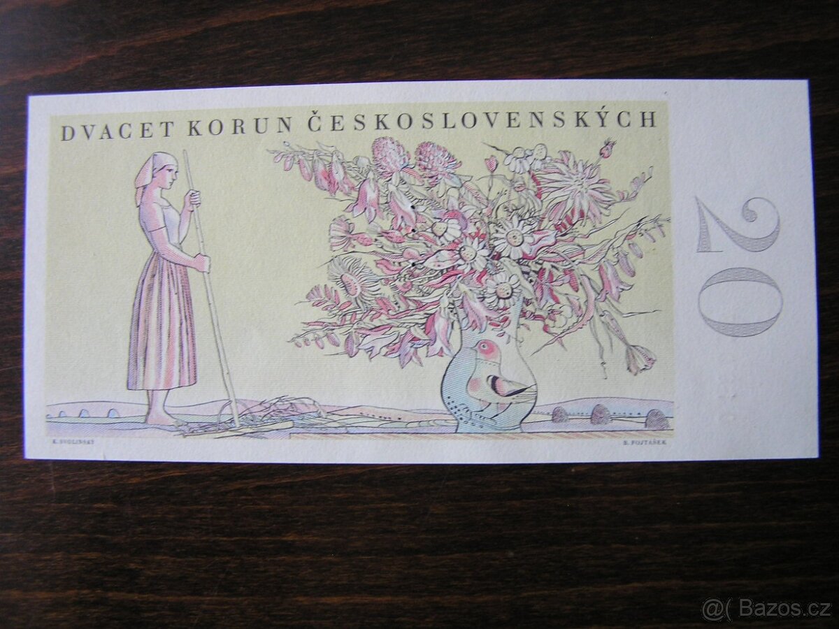ČESKOSLOVENSKÉ BANKOVKY: 20-KORÚN-1949 - 2